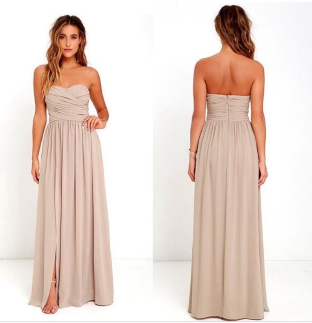 LULUS NWT Moonlight Serenade Long Bridesmaid Formal Chiffon Dress // L